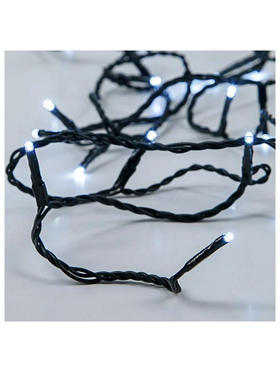 Σειρα Μπαταριας, 50 led 5mm, Προεκταση Παροχης 50cm, Πρασινο Καλωδιο, Λευκο Led, ανα 10cm, Ip20