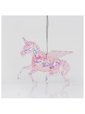Μονοκερος Ακρυλικος Ιριδιζων, Ροζ, με Glitter, 10x7cm