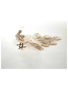 Παγωνι, Σαμπανι, με Glitter και Πουπουλα, 58x11x23cm