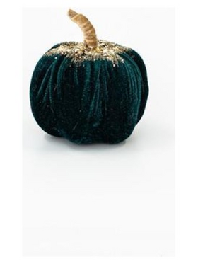 Βελουδινη Κολοκυθα, Σκουρο Πρασινο, με Χρυσο Γκλιτερ, 8cm