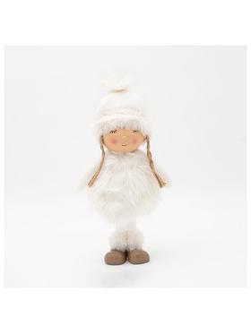 Κοριτσακι pom pom με Λευκα Ρουχα, 34cm
