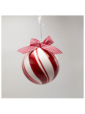 Γυαλινη Μπαλα, Candy με Φιογκο, σετ 2τμχ, 12cm
