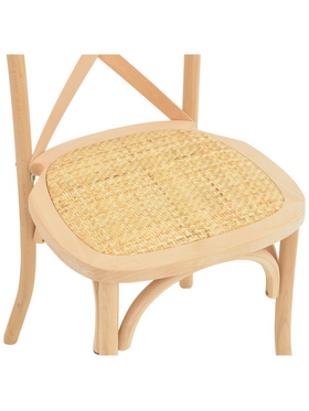 Καρέκλα Dylon Pakoworld Στοιβαζόμενη Ξύλο Οξιάς-Rattan Άβαφη 48x52x89εκ