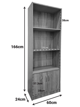 Βιβλιοθήκη Tekaro Pakoworld σε Λευκή Απόχρωση 60x29x166εκ
