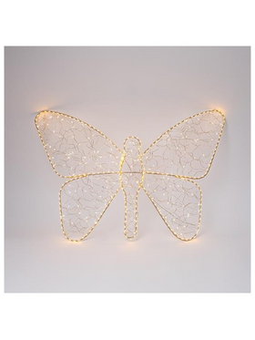 Πεταλουδα Φωτιζομενη, Μετασχηματιστη, Χρονοδιακοπτη, Ασημι Χαλκινο Καλωδιο, 250 Σκουρο Θερμο Λευκο & 150+36 Flash Θερμο Λευκο Led, Προεκταση Παροχης 5m, Ip44