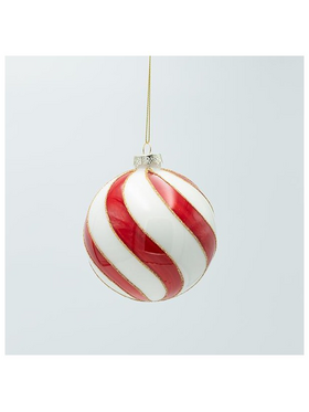 Γυαλινη Μπαλα, Candy με Χρυσο Glitter, σετ 4τμχ, 10cm