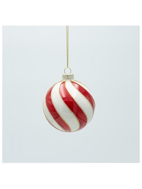 Γυαλινη Μπαλα, Candy με Χρυσο Glitter, σετ 4τμχ, 8cm