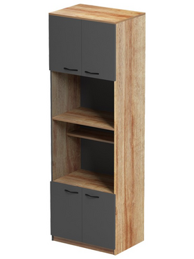 Ντουλάπα Κουζίνας Rowan Pakoworld σε oak-Ανθρακί Απόχρωση 60x42x182εκ