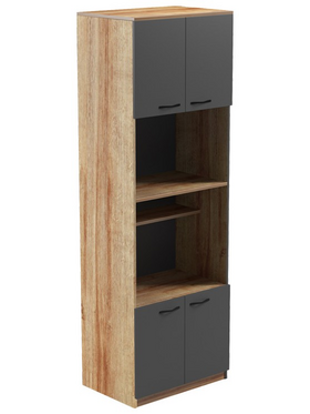 Ντουλάπα Κουζίνας Rowan Pakoworld σε oak-Ανθρακί Απόχρωση 60x42x182εκ