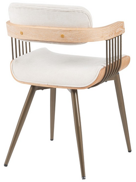 Πολυθρόνα Cameo Pakoworld Μέταλλο Μπρονζέ-White-Wash Ξύλο-Μπέζ Ύφασμα 53x49.5x75.5εκ