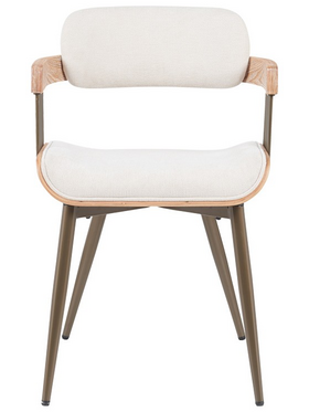 Πολυθρόνα Cameo Pakoworld Μέταλλο Μπρονζέ-White-Wash Ξύλο-Μπέζ Ύφασμα 53x49.5x75.5εκ