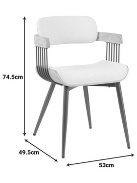 Πολυθρόνα Cameo Pakoworld Μέταλλο Μπρονζέ-White-Wash Ξύλο-Μπέζ Ύφασμα 53x49.5x75.5εκ