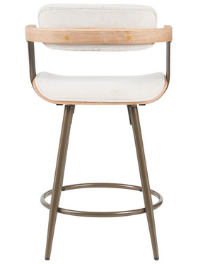 Σκαμπό Μπαρ Cameo Pakoworld Μέταλλο Μπρονζέ-White-Wash Ξύλο-Μπέζ Ύφασμα 53x50x93εκ