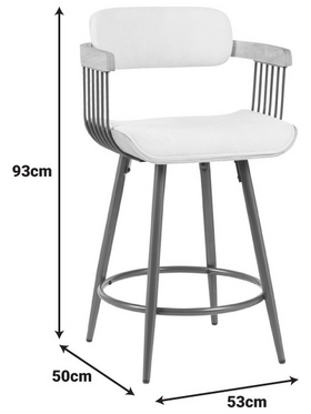 Σκαμπό Μπαρ Cameo Pakoworld Μέταλλο Μπρονζέ-White-Wash Ξύλο-Μπέζ Ύφασμα 53x50x93εκ