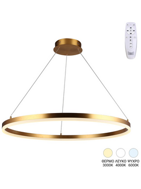 Φωτιστικό Οροφής Nebrian Pakoworld led Μέταλλο Χρυσό Φ60x15εκ