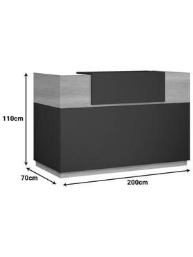 Γραφείο Reception Lotus Pakoworld σε Χρώμα Φυσικό - Ανθρακί 200x70x110εκ