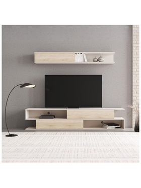 Σύνθετο Σαλονιού Brick Pakoworld σε oak-Κρεμ Απόχρωση 240x40x50.4εκ