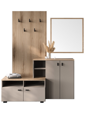 Έπιπλο Εισόδου Ebro Pakoworld σε oak-Cappuccino Απόχρωση 150.3x41.2x204.7εκ