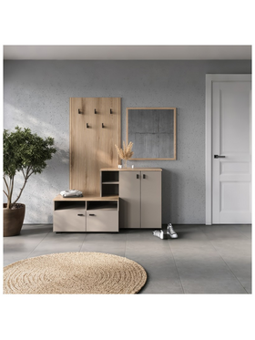 Έπιπλο Εισόδου Ebro Pakoworld σε oak-Cappuccino Απόχρωση 150.3x41.2x204.7εκ