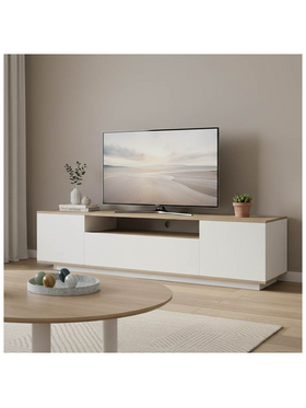 Έπιπλο Τηλεόρασης Winey Pakoworld σε Sonoma-Λευκή Απόχρωση 180x44.5x44.5εκ