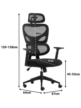Καρέκλα Γραφείου Διευθυντή Cadrey Pakoworld Mesh Μαύρο 67x64x120-128εκ