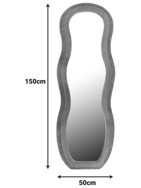 Καθρέπτης Glinde Inart Βελούδο σε Γκρι Απόχρωση 50x3.3x150εκ
