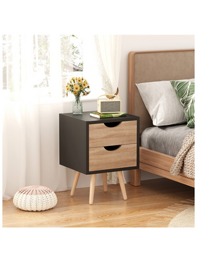 Κομοδίνο Selma Pakoworld σε Μαύρη-Sonoma Απόχρωση 29.7x29.7x45εκ