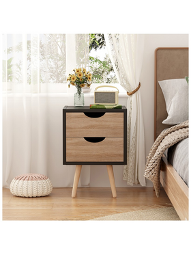 Κομοδίνο Selma Pakoworld σε Μαύρη-Sonoma Απόχρωση 29.7x29.7x45εκ