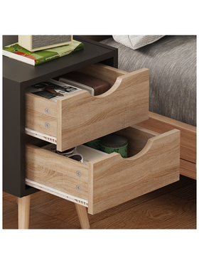 Κομοδίνο Selma Pakoworld σε Μαύρη-Sonoma Απόχρωση 29.7x29.7x45εκ