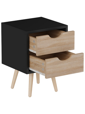 Κομοδίνο Selma Pakoworld σε Μαύρη-Sonoma Απόχρωση 29.7x29.7x45εκ