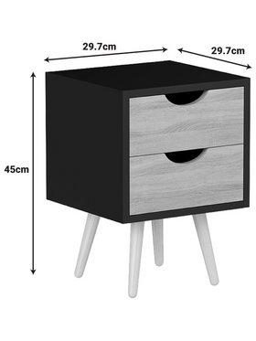 Κομοδίνο Selma Pakoworld σε Μαύρη-Sonoma Απόχρωση 29.7x29.7x45εκ