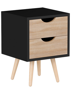 Κομοδίνο Selma Pakoworld σε Μαύρη-Sonoma Απόχρωση 29.7x29.7x45εκ