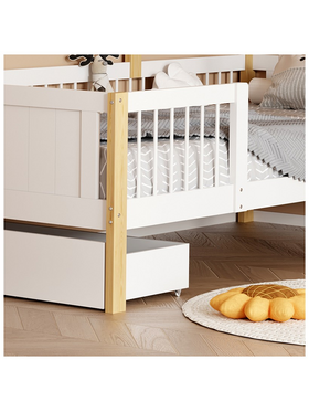 Παιδικό Κρεβάτι Bedria Pakoworld Τ.montessori Ξύλο σε Λευκή-Φυσική Απόχρωση 190x90εκ