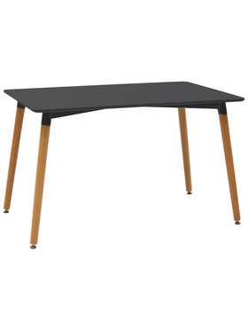 Τραπεζαρία Natali-Noor Pakoworld σετ 5τεμ  mdf Μαύρο-Πόδια Φυσικό 120x80x76εκ