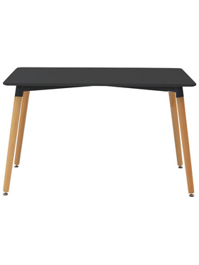 Τραπεζαρία Natali-Noor Pakoworld σετ 5τεμ  mdf Μαύρο-Πόδια Φυσικό 120x80x76εκ