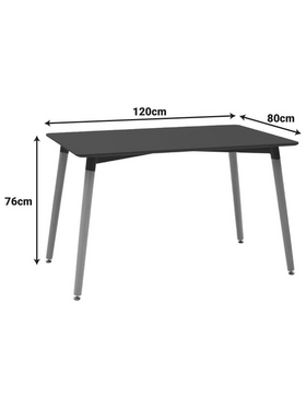 Τραπεζαρία Natali-Noor Pakoworld σετ 5τεμ  mdf Μαύρο-Πόδια Φυσικό 120x80x76εκ