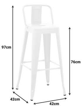 Σκαμπό Μπαρ με Πλάτη Utopia Pakoworld Μέταλλο σε Λευκή ματ Απόχρωση 42x42x97εκ Σκαμπό Μπαρ με Πλάτη Utopia Pakoworld Μέταλλο σε Λευκή ματ Απόχρωση 42x42x97εκ