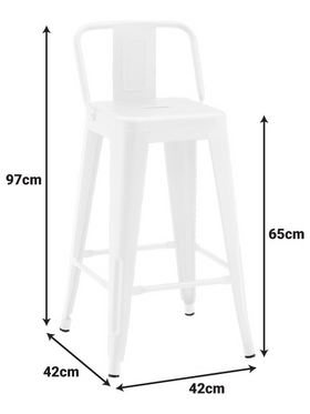 Σκαμπό Μπαρ Μεσαίου Ύψους με Πλάτη Utopia Pakoworld Μέταλλο σε Λευκή ματ Απόχρωση 42x42x86εκ Σκαμπό Μπαρ Μεσαίου Ύψους με Πλάτη Utopia Pakoworld Μέταλλο σε Λευκή ματ Απόχρωση 42x42x86εκ