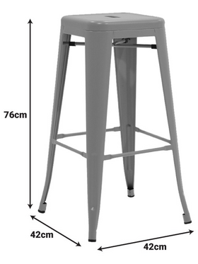 Σκαμπό Μπαρ με Πλάτη Utopia Pakoworld Μέταλλο σε Λαδί Απόχρωση 42x42x97εκ