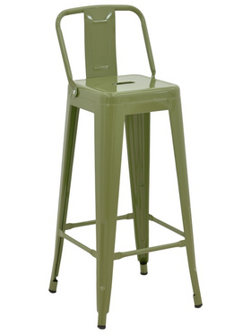 Σκαμπό Μπαρ με Πλάτη Utopia Pakoworld Μέταλλο σε Λαδί Απόχρωση 42x42x97εκ