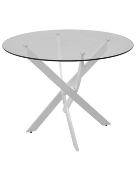 Τραπέζι Antoro Pakoworld Γυαλί και Μεταλλικά Πόδια σε Λευκή Απόχρωση Φ80x75εκ Τραπέζι Antoro Pakoworld Γυαλί και Μεταλλικά Πόδια σε Λευκή Απόχρωση Φ80x75εκ