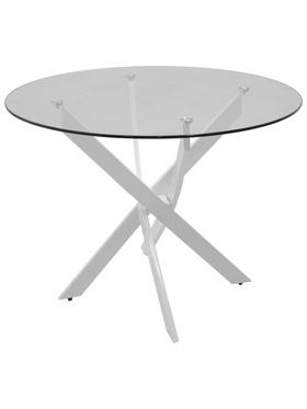 Τραπέζι Antoro Pakoworld Γυαλί και Μεταλλικά Πόδια σε Λευκή Απόχρωση Φ100x75εκ Τραπέζι Antoro Pakoworld Γυαλί και Μεταλλικά Πόδια σε Λευκή Απόχρωση Φ100x75εκ
