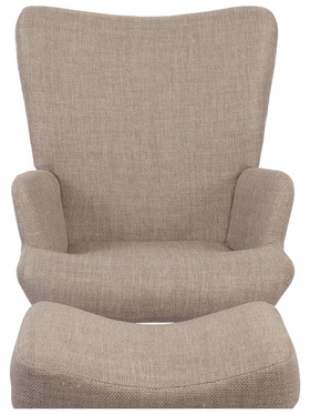 Πολυθρόνα-Μπερζέρα με Υποπόδιο Gerlina Pakoworld Γκρι-Μπεζ Ύφασμα με Πόδι σε Φυσική Απόχρωση 71x64x94εκ