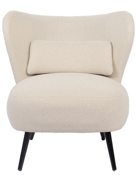 Πολυθρόνα Nagreta Pakoworld Κρεμ Ύφασμα με Μεταλλικό Πόδι σε Μαύρη Απόχρωση 77x73x74εκ