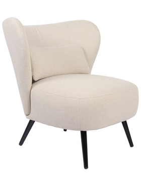 Πολυθρόνα Nagreta Pakoworld Κρεμ Ύφασμα με Μεταλλικό Πόδι σε Μαύρη Απόχρωση 77x73x74εκ