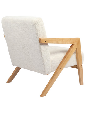 Πολυθρόνα Garifa Pakoworld Λευκό Ύφασμα με Πόδι σε Φυσική Απόχρωση 79x75x75εκ