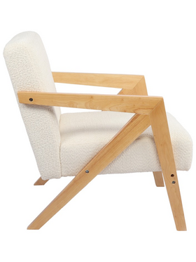 Πολυθρόνα Garifa Pakoworld Λευκό Ύφασμα με Πόδι σε Φυσική Απόχρωση 79x75x75εκ