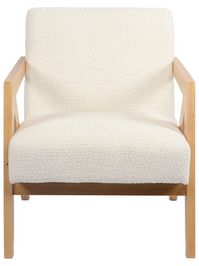 Πολυθρόνα Garifa Pakoworld Λευκό Ύφασμα με Πόδι σε Φυσική Απόχρωση 79x75x75εκ