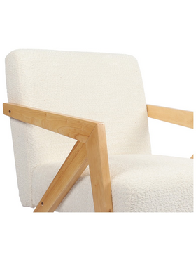 Πολυθρόνα Garifa Pakoworld Λευκό Ύφασμα με Πόδι σε Φυσική Απόχρωση 79x75x75εκ