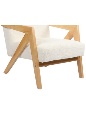 Πολυθρόνα Garifa Pakoworld Λευκό Ύφασμα με Πόδι σε Φυσική Απόχρωση 79x75x75εκ